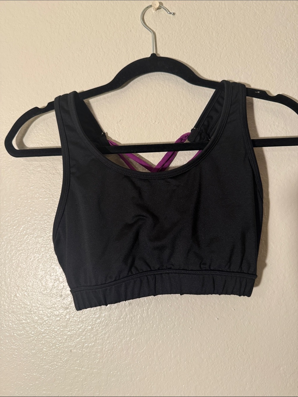 Jockey Black Sports Bra with Purple Crisscross Straps